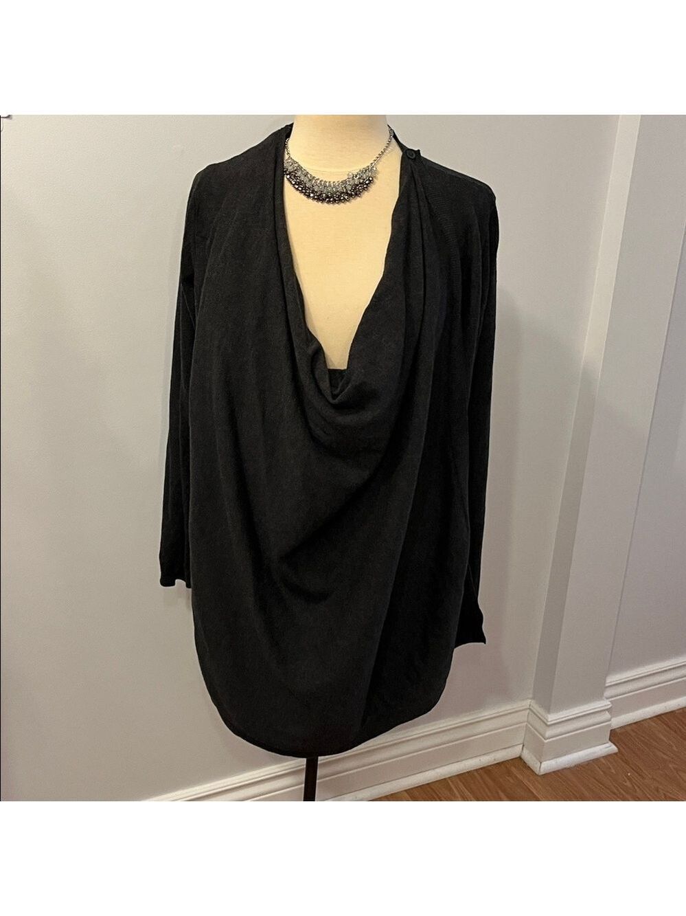 OLD NAVY Maternity Wrap Open Front Cardigan Steel Grey Ribbed Button Front XL - Picture 3 of 9